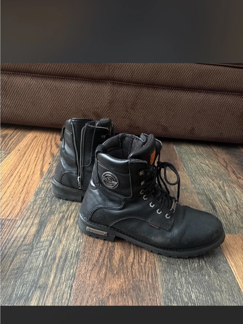 Men's Black Leather Harley-Davidson Lace-Up Work Boots
